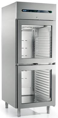Green Armadi Refrigerati 700/900 porta vetro, 20 coppie guide a L, acciaio inox AISI 304 interno ed esterno, con refrigerante naturale R290 o gas R404A Disponibilità: TN (-2 /+7 ) o BT(-20 /-10 ),