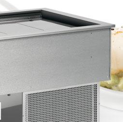 Blown-air cold well units Adjustable well depth (s/s plates as an option***) in order to display food both in pans (150mm high max.) or on trays.