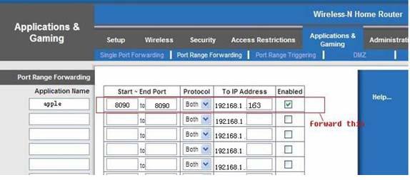 Aggiungi LAN IP della camera e la porta (Figura 3.1) nella lista della pagina port forwarding. Figura 3.