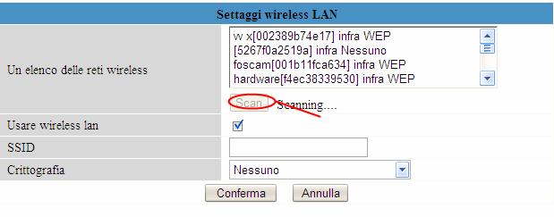 8) Se la camera è in grado di rilevare tutti i dispositivi Wi-Fi, fare clic sul pulsante Scan di nuovo. Assicurati di attendere 1 o 2 minuti prima di selezionare il pulsante di scansione di nuovo.