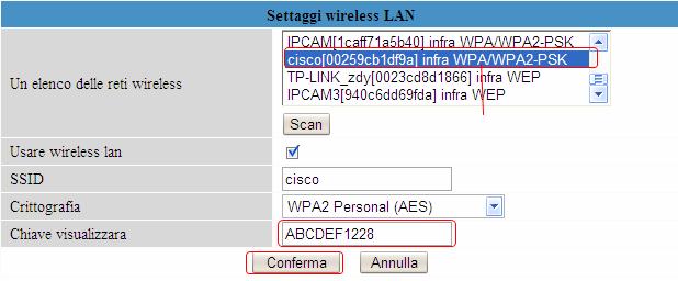 1 Fare clic sul SSID del router e SSID, crittografia sarà riempito nella scatola seguente