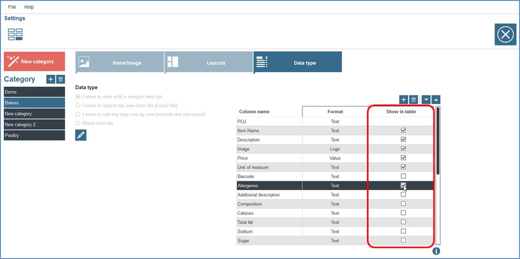 È così possibile riutilizzare gli stessi campi/colonne per più categorie di articoli in modo da ottimizzare la gestione delle informazioni dei prodotti nel software Edikio.