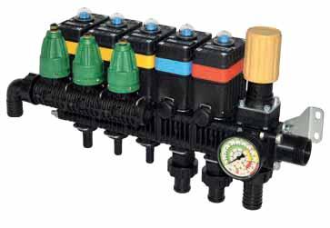 pressione. Main on/off valve: immediate by-pass function. 2 Valvola regolabile di massima pressione.