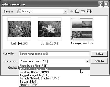 Scansione della pellicola L'immagine scansita verrà visualizzata in ArcSoft PhotoStudio. 7 Salvare l'immagine scansita. Fare clic sul menu [File] e selezionare [Salva con nome].