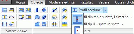 Exemplu: Crearea unui profil drept HEA 400 x 4000 mm lungime Activaţi SCU adecvat (ca în figura 30). Figura 30: Profil HEA 400 Din categoria Obiecte, panoul Profile, selectaţi.