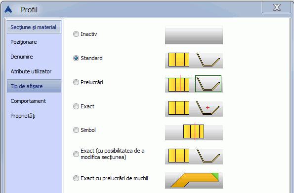 În categoria Obiecte, panoul Profile, clic. Selectaţi vârfurile unul după altul. Confirmaţi selecţia apăsând pe Enter. Definiţi punctul iniţial al axei sistem.