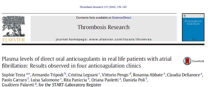 330 pt: evaluate inter- and intra-individual variability and to assess the correlation between DOAC plasma concentration and creatinine-clearance (CrCl).