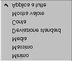 menù delle funzioni statistiche disponibili all'interno