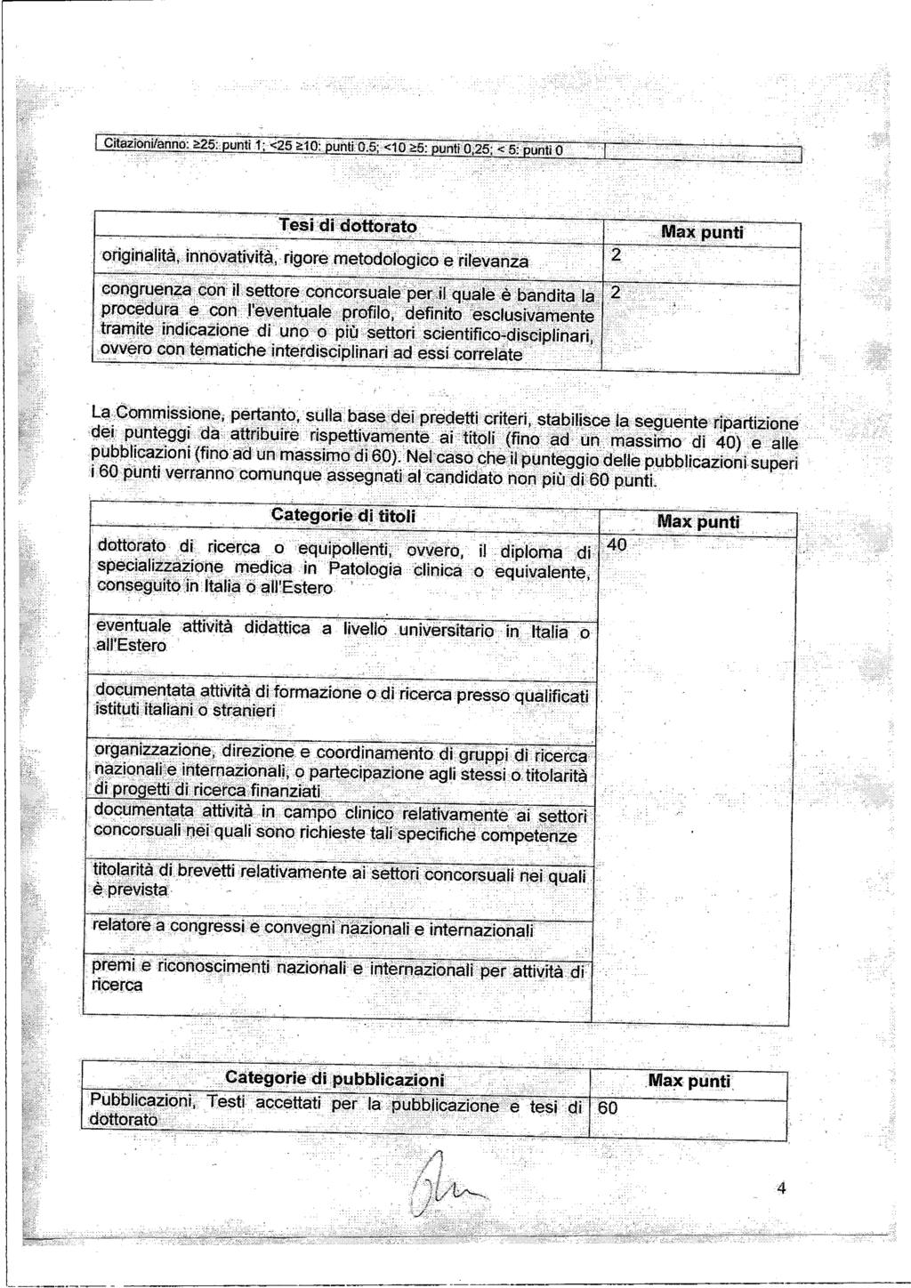 I Citazioni/anno: ~5:pu~tì l; <25 <:10: punti0.5; <10~5: èunti 0;25; < 5fpuntì o!.. ' ' ' origirtéllità,. innovatività;. rigore metod610gico e rilevanza 2. Malt punti eong~uen~.bbh' ;1. s13ttore.