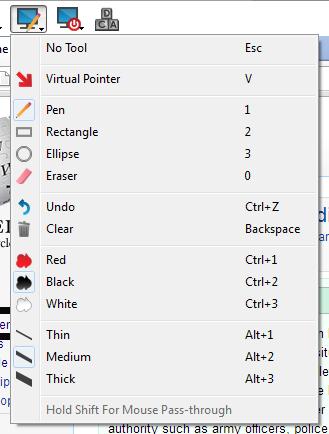 Per disattivare Annotazioni, selezionare Nessuno strumento nel menu a discesa oppure fare clic su ESC. Al termine della sessione, tutte le annotazioni sullo schermo del cliente vengono eliminate.