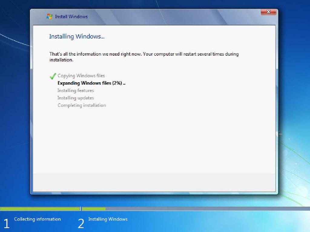 Passo 9 Viene visualizzata la schermata "Windows: per continuare è necessario riavviare il sistema".