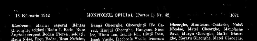 Dumitru, Burduja Gheorghe, Burduja Ion, -Bargauanu Vasile; sergenti: Beleiug Constantin, BArsan Ion, Boeancea Gheorghe, Buataru Vasile ; soldati: Bobu Gavril, Budurusi Gheorghe ;*caporal Buhus'i