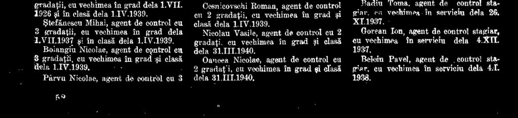 La grodul de agent de control eu gradatii Oneiscu Alexandru, agent de control stagier, eu veehimea in servie:u de la 17.V1II.1934.