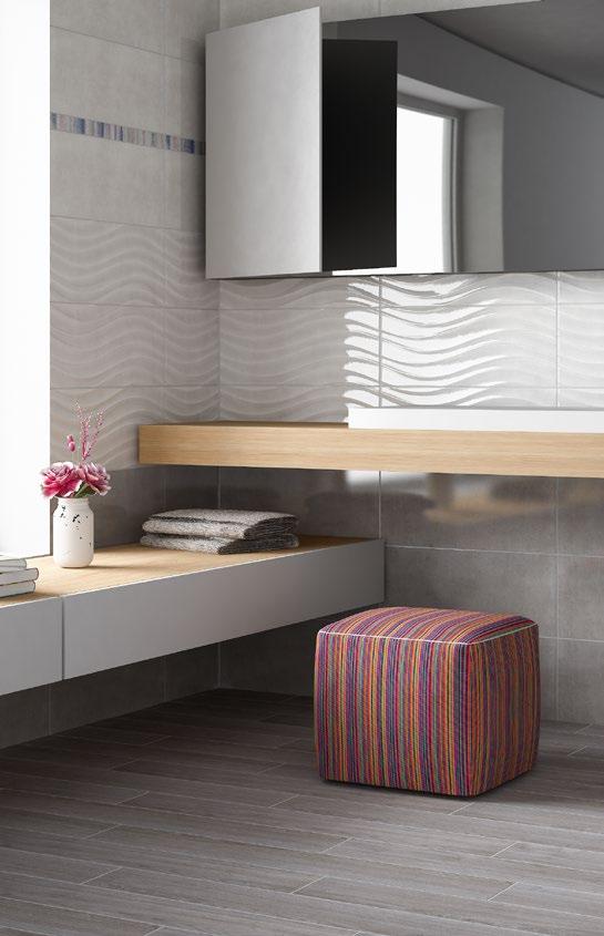 WAVE GREY 25x60 / 10 X24 Pavimento / Floor tiles : GREY 25x60 / 10 X24 Pura DESERT 60x60 / 24 x24 LIST.