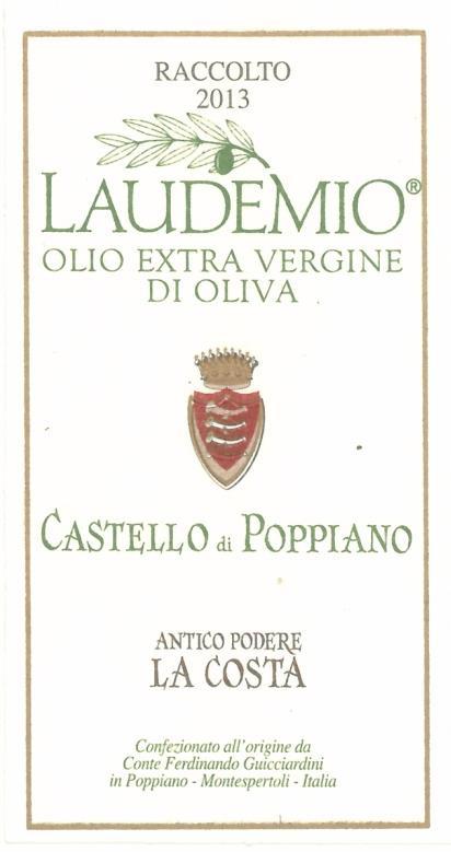 LAUDEMIO ANTICO PODERE LA COSTA CONTE FERDINANDO GUICCIARDINI Informazioni aziendali Piante di olivo: 22.