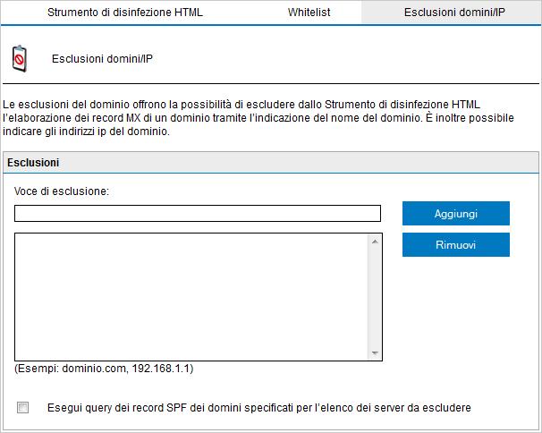 1. Per impostazione predefinita, la funzione esegue query sui record MX del dominio in fase di elaborazione. 2. In alternativa, è possibile scegliere di eseguire query al record SPF del dominio.