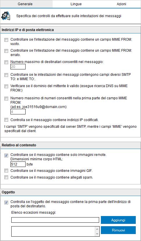 Schermata 80: opzioni di Controllo intestazione 2.