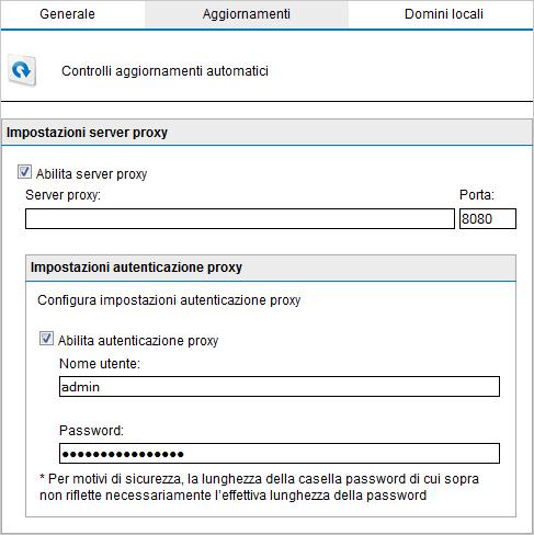 Schermata 131: Aggiorna le impostazioni del server proxy 2. Selezionare la casella di controllo Abilita server proxy. 3. Nel campo Server proxy, inserire il nome o l'indirizzo IP del server proxy. 4.