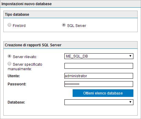 Configurazione di un database back-end Microsoft SQL Server 1. Creare un nuovo database in Microsoft SQL Server. 2.