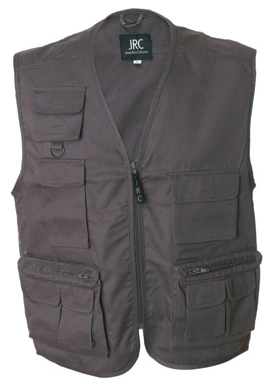 Safari Jacket Multipockets in soft shell waistcoat 92% polyester- polyester/cotton