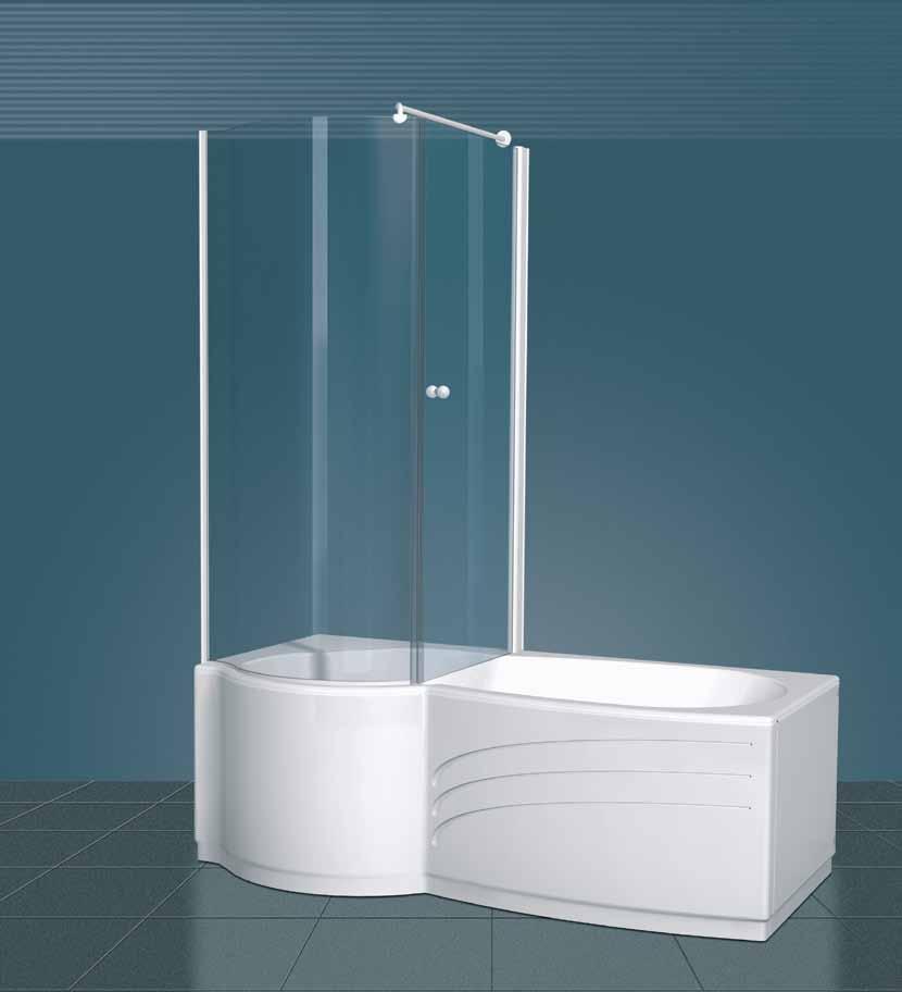 MEDEA MODELLO COMBINATO: VASCA+CABINA DOCCIA A PORTA battente 170 x 70/85 COORDINATED MODEL: BATHTUB+SHOWER ENCLOSURE WITH folding 170 x 70 /85 COMBINACIòN: bañera con mampara de ducha con puerta