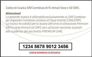 12. RICARICA VOCE+SMS (SERVIZIO PREMIUM SIM COMBIVOX) Il servizio PREMIUM attivo sulle carte SIM COMBIVOX consente l utilizzo di un traffico