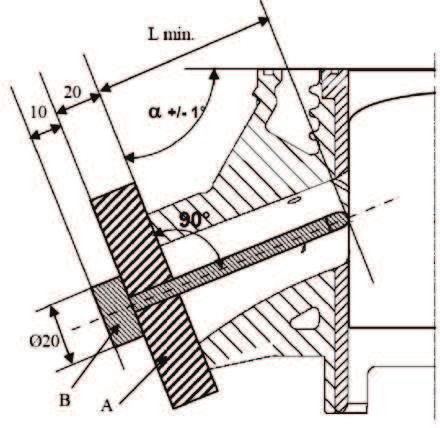 LUNGHEZZA CANALE DI SCARICO EXHAUST DUCT LENGTH LONGUEUR DU CANAL D ÉCHAPPEMENT ANGOLO in ANGLE en ANGLE IN L minima en / in mm L minimum en / in mm L minimum en / in mm 72 +/-1 47 mm La mesure L min.