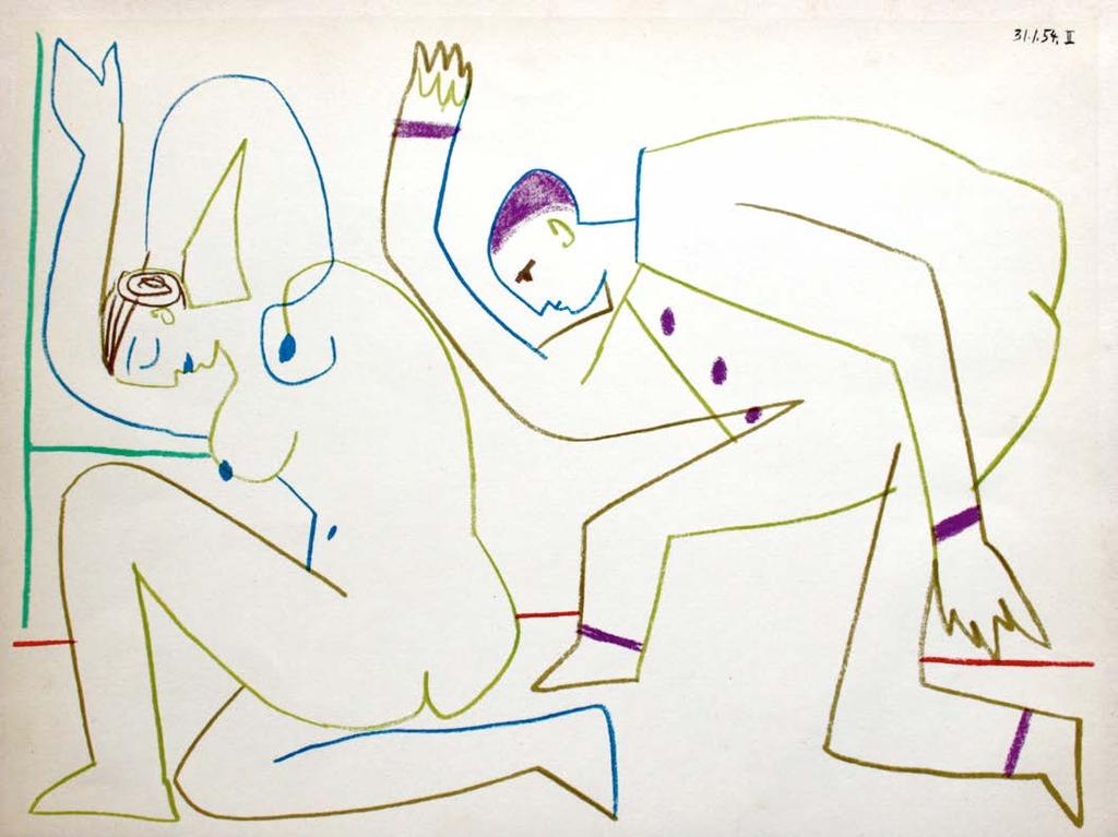 Pablo Picasso pag. 10 11.Galanteries, 1954 Litografia a colori datata in lastra. Bibliografia: Czwiklitzer 89. (mm. 240x320).