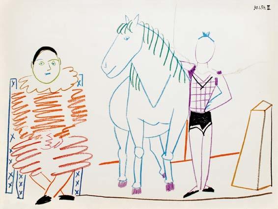 Pablo Picasso pag. 11 12.Clown avec cheval et acrobat, 1954 13.Entrée en visite, 1954 14.La peinture, 1954 Litografia a colori datata in lastra. Bibliografia: Czwiklitzer 89. (mm. 240x320).