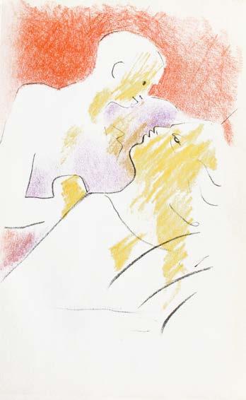 Litografia ispirata alla sua opera del 1938. Les parents terribles II, 1957. intonsi.