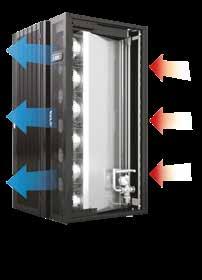 L aria, trattata direttamente all interno del rack, viene aspirata ad una temperatura di 46 C, raffreddata a 25-30 C e indirizzata verso la parte posteriore dei server.