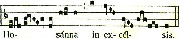 79 Poi la gioia sboccia in serenità, la melodia scorre lentamente in ritmi larghi (ternari) e regolari, a gradi congiunti, per spandersi con tranquillità per mezzo delle due ondulazioni dei torculus,