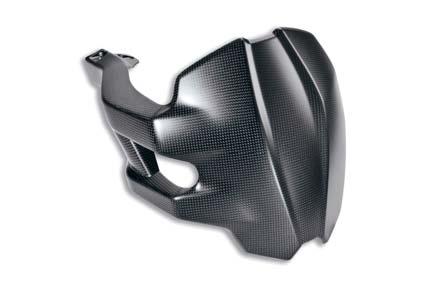 One-piece carbon fibre front mudguard combines practicality with attention to detail for maximum
