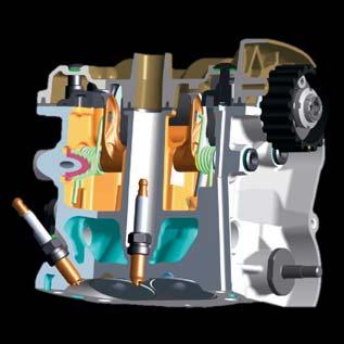 L impianto Dual Spark, il nuovo sistema di aria secondaria e l angolo di incrocio delle valvole a 11 garantiscono l incremento della coppia a 2,7 kgm e la miglior gestione ai medi regimi.