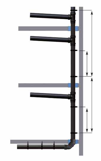 Posizionamento dei collari Phonoklip Per il fissaggio di tubazioni verticali devono essere utilizzati 2 collari per ogni piano: - uno come ancoraggio - uno come scorrimento Per il fissaggio di