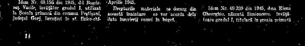 180 din 1945, d-na. Lucia Marinoiu, Invilliitoare gr. 1, titulari la Swala primarä. de Mie4i Nr.