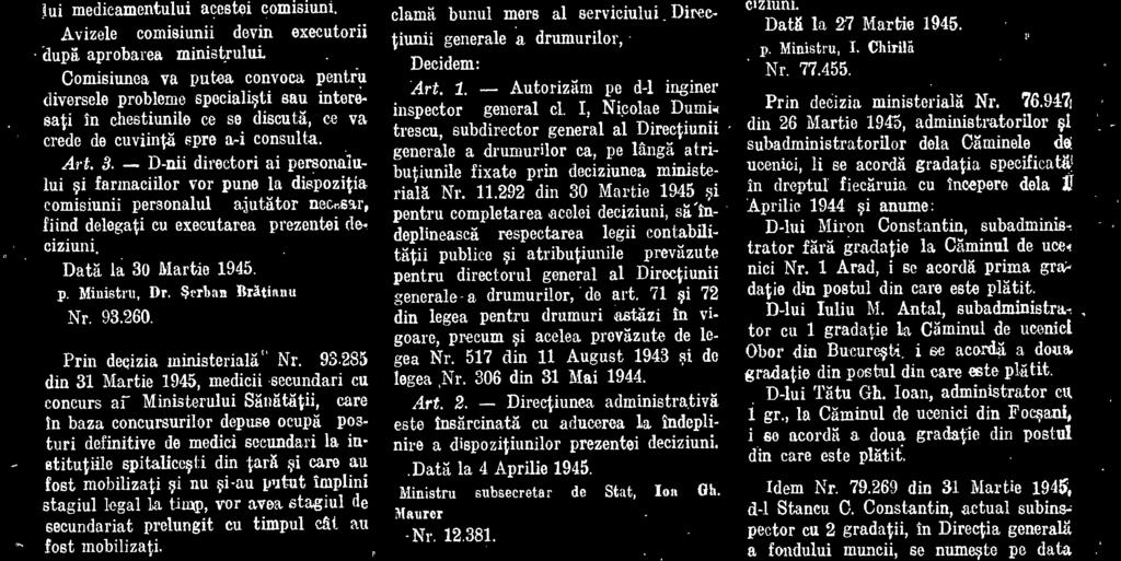 ' 119 din 26 Mai 1936, privitor la organizarea Minieterului Lucrarilor:-Publiee al Comunicatiilor, ratificat cu legea publicata in Monitorul Oficial Nr.