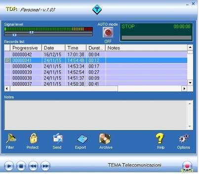 supporto non volatile Export delle comunicazioni e/o invio via e-mail Password protezione archivio o singole registrazioni Tono o messaggio di avviso di registrazione Registra da microtelefono o da