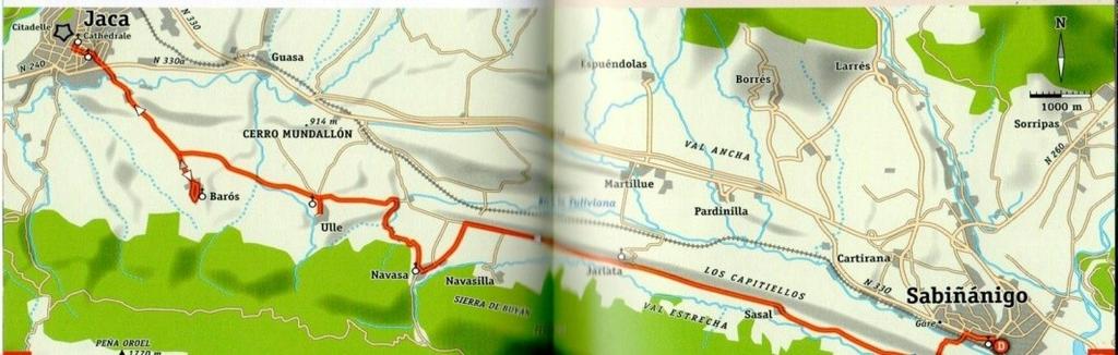 Tappa semplice tra Sabiñanigo e JACA di 18,23km Si tralascia la valle principale, VAL ANCHA, per passare dalla Val Estrecha su una stradina solitaria.