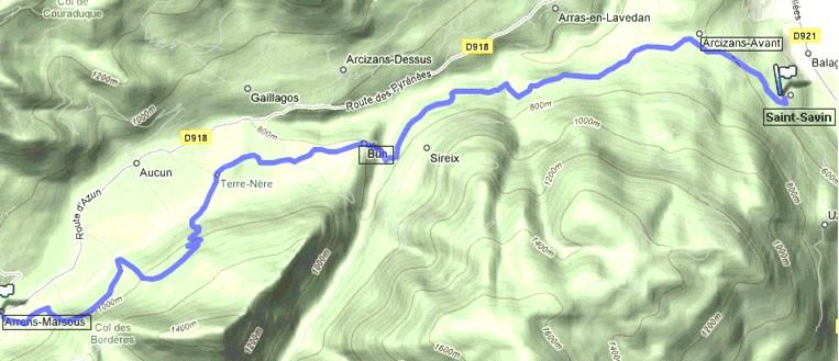 Lourdes - Lugagnan ----> 3 kms 0h45 mn.