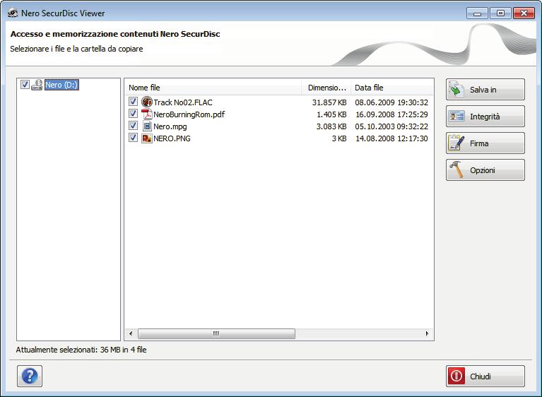 Informazioni su Nero SecurDisc Viewer Schermata principale 15.