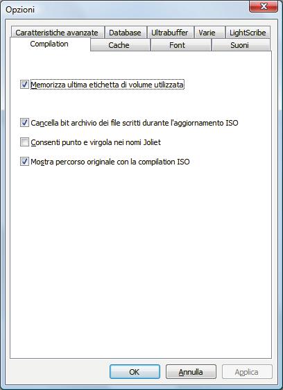 16 Opzioni di configurazione Opzioni di configurazione Nella finestra Opzioni è possibile definire le opzioni per eseguire le operazioni con Nero Express.