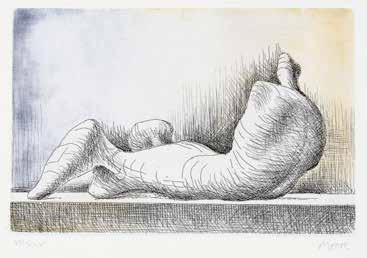 Draped reclining figure, 1975 litografia originale a colori cm 34x50,5 su carta