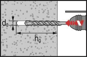 In mattoni cavi (categoria d'uso c): modalità rotazione Praticare il foro alla profondità di posa necessaria con un trapano a percussione impostato sulla modalità rotazione usando una punta in