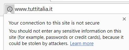 per un visitatore non è bello a vedersi) Non sicuro - Chrome Non sicuro - Firefox Tutti i browser