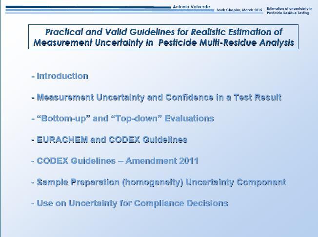 Comunicazioni: EURLs Stima incertezza di misura «Practical and Valid Guidelines for