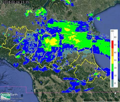 Cumulate di precipitazione ed effetti al suolo Le precipitazioni cumulate durante l evento hanno raggiunto un massimo di quasi 200 mm nella stazione di Vergiano (RN) si e in diverse stazioni di
