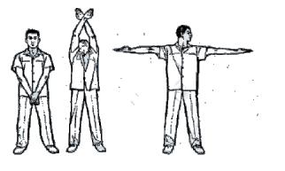 4 Espandere il torace Incrociare le braccia all altezza del tan tien, portarle verso l alto, abbassare le braccia distese verso l esterno e