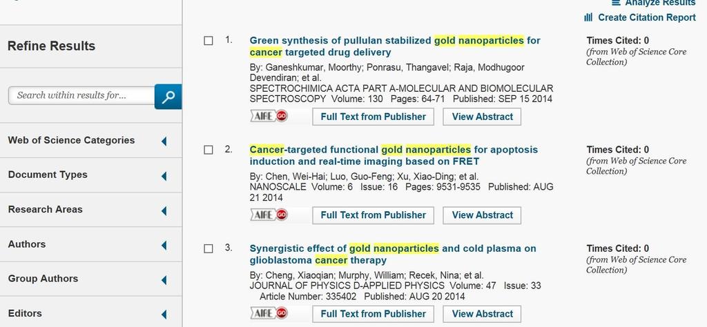 WEB OF SCIENCE: RESULTS click on the title to open the full