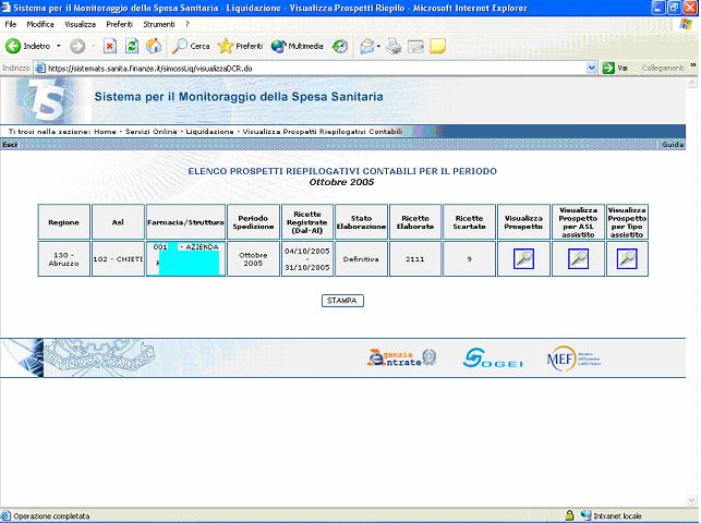 4.2 Elenco A seguito dell operazione di CONFERMA dei dati inseriti nella pagina di ricerca, così come descritto nel paragrafo precedente, viene emessa una pagina che riporta la lista delle distinte